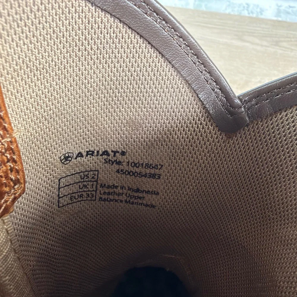 Ariat Heritage Western Boots Floral Embroidery Brown Kids Size 2